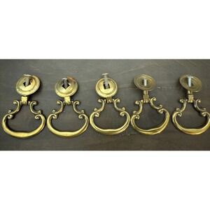 Vintage KBC Brass Plated Drawer Cabinet Pulls 2" Lot Of 5 60's And 70's‎